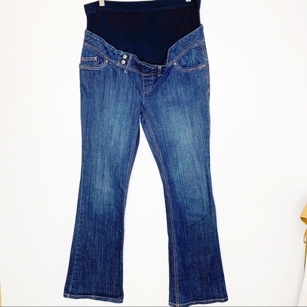 OLD NAVY Maternity Women’s Demi Panel Dark Wash Stretch Flare Jeans Size Small